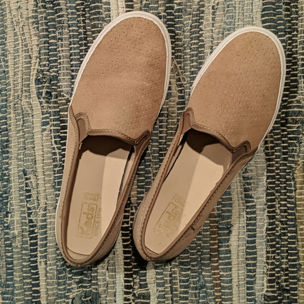 Keds tan slip ons. Like new